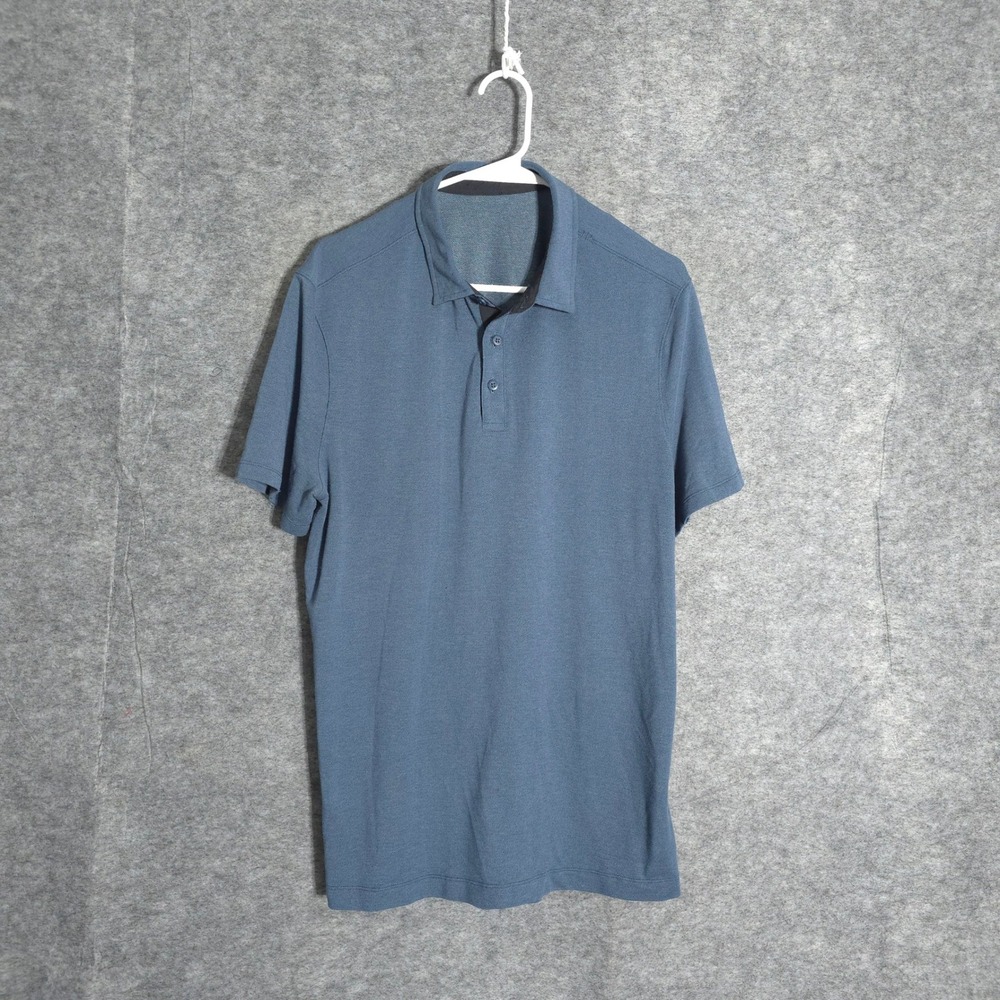 Lululemon‎ Evolution Polo Mens Large Blue Short Sleeve Golf Athletic Pique Shirt